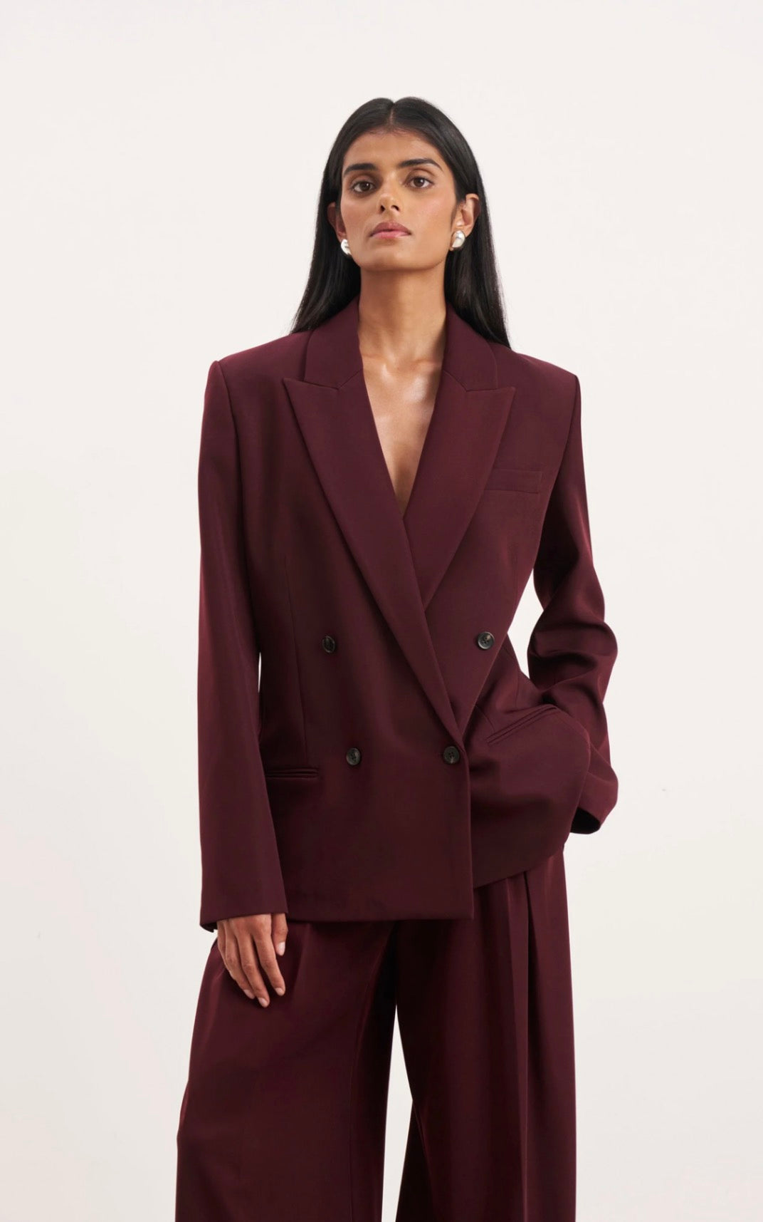 Burgundy Oversized Blazer