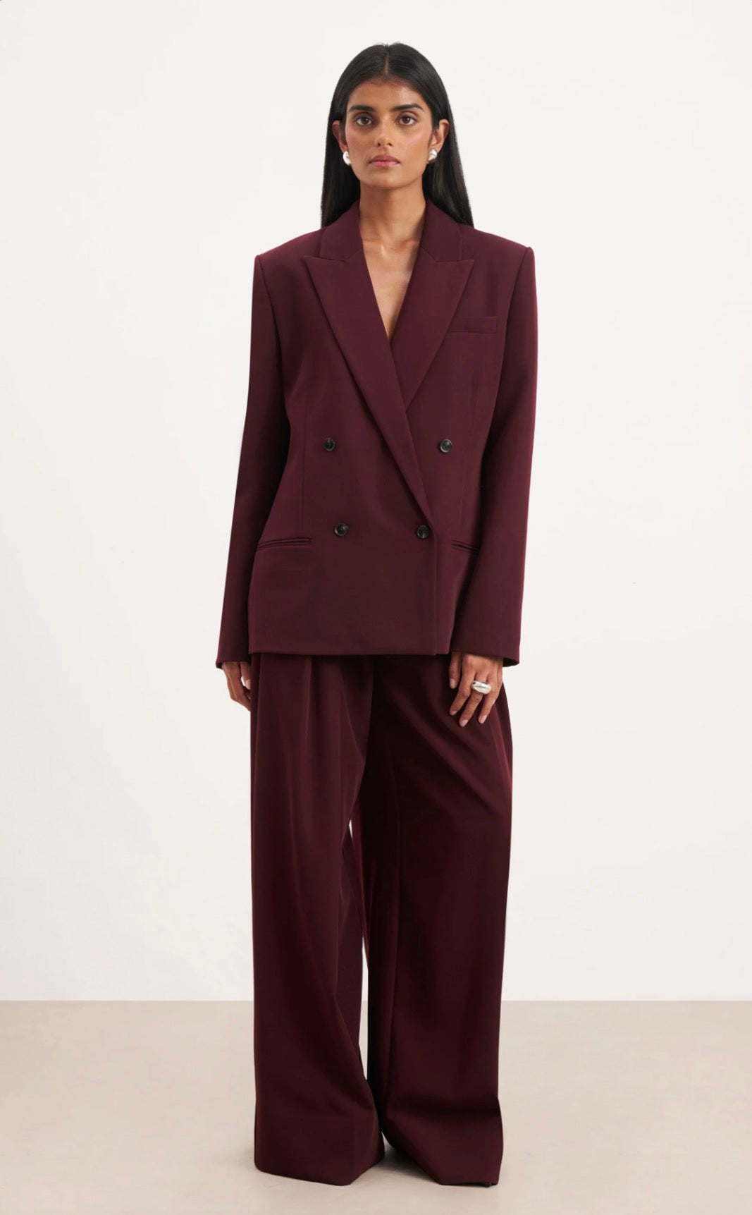 Burgundy Oversized Blazer