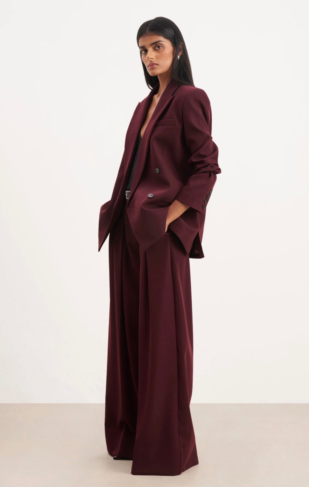 Burgundy Oversized Blazer