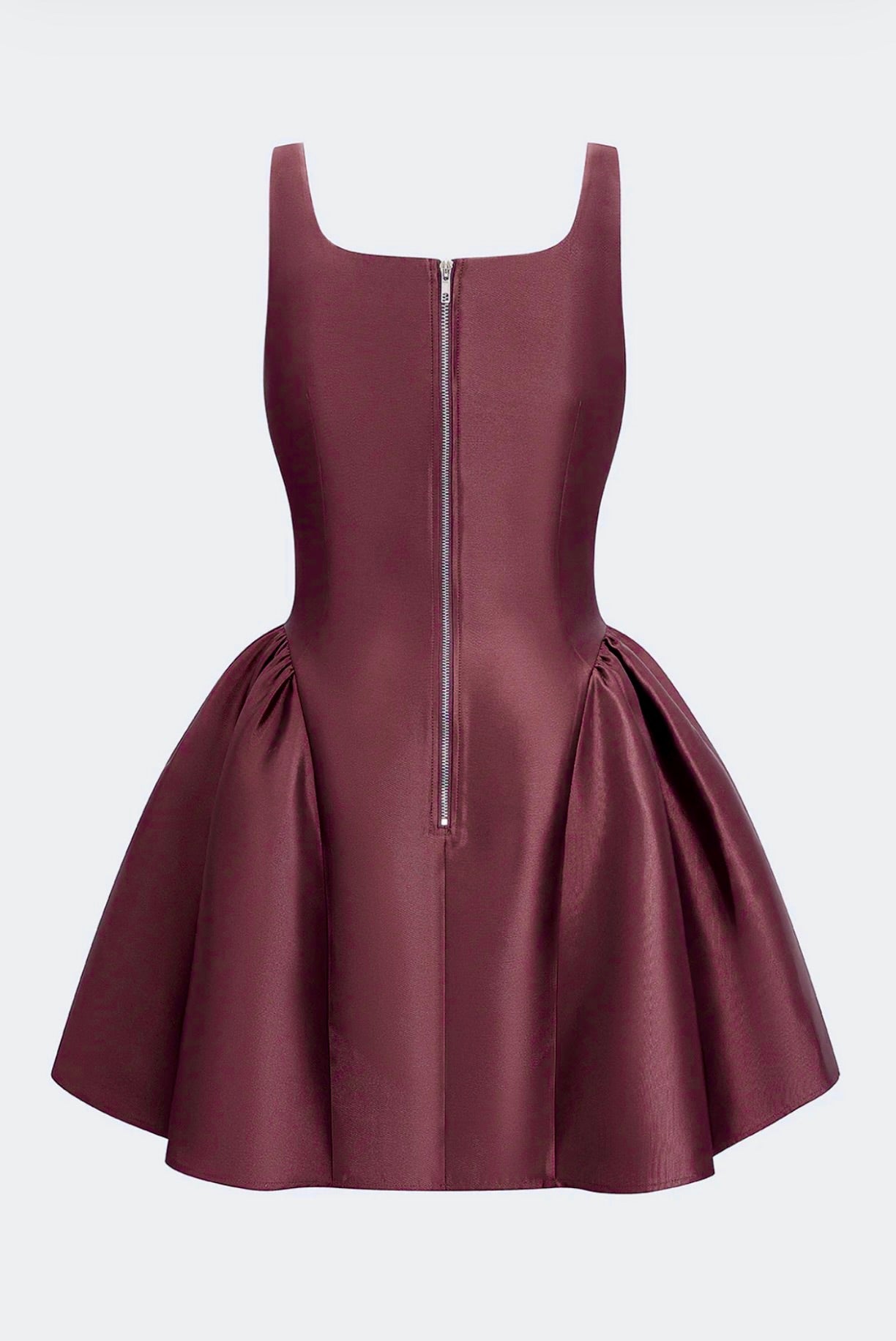 Burgundy Puff Hem Mini Dress