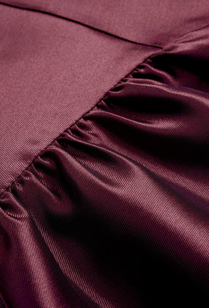 Burgundy Puff Hem Mini Dress