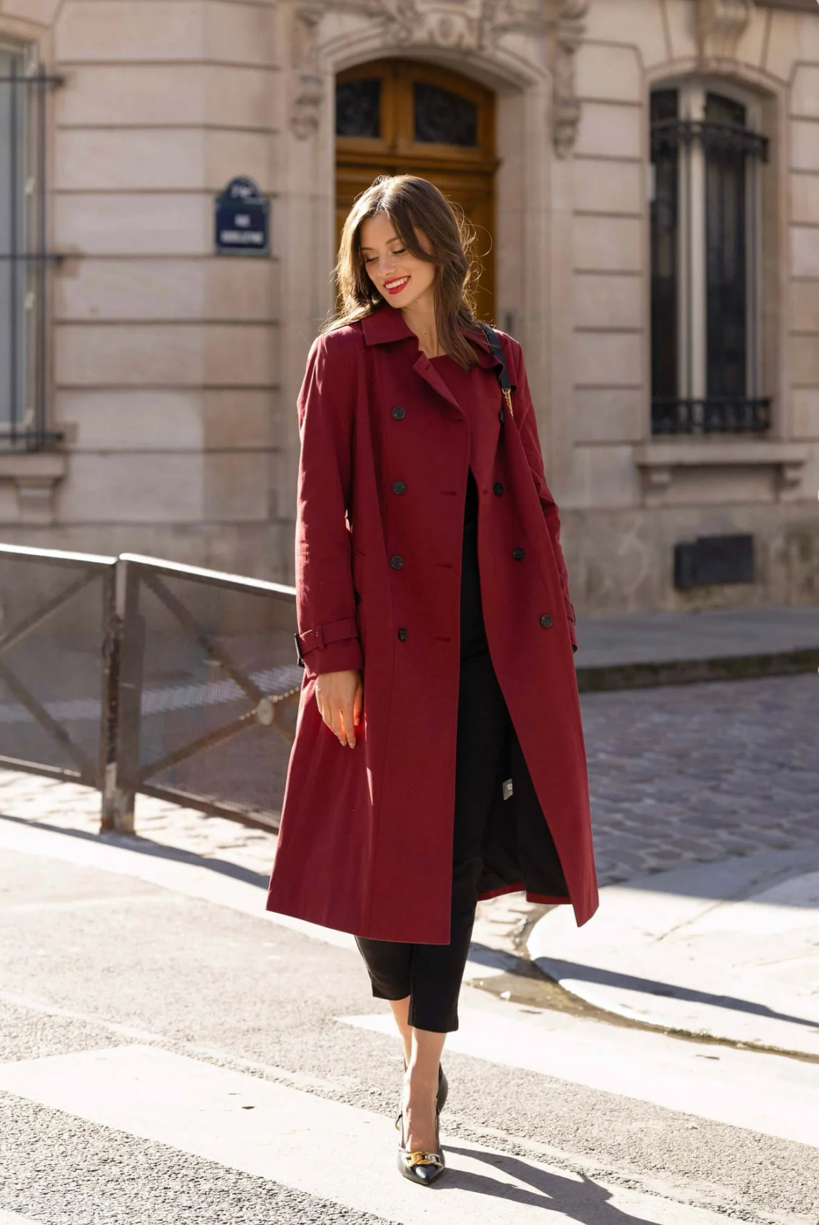 Burgundy Woollen Trench Coat