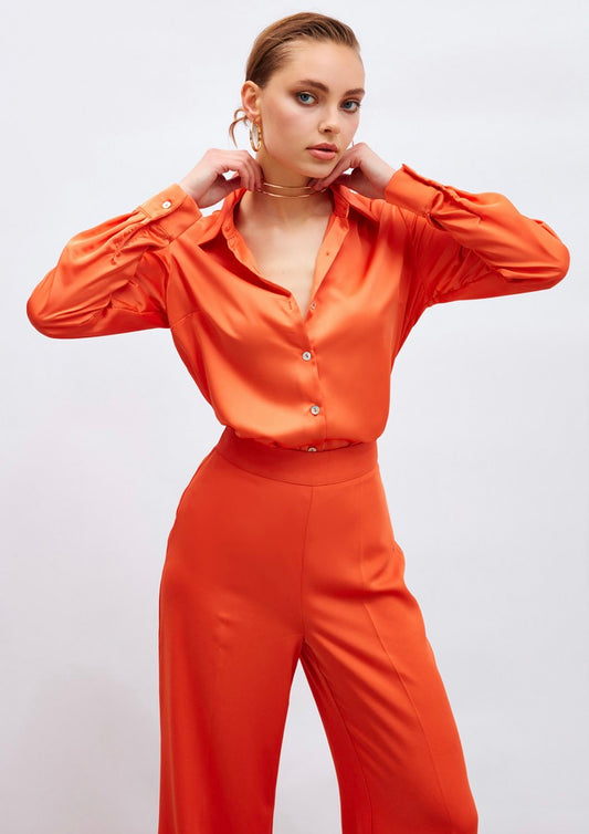 Cailene Orange Satin Shirt