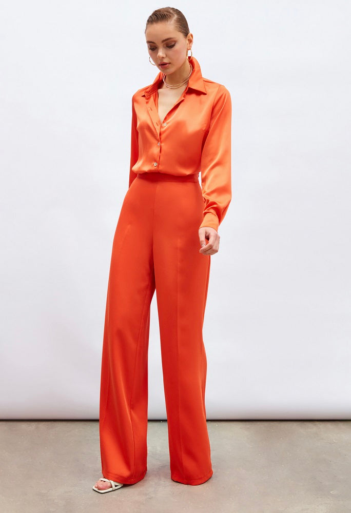 Cailene Orange Satin Shirt