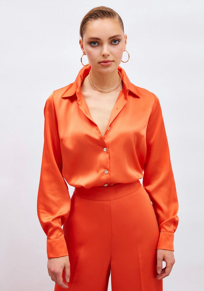 Cailene Orange Satin Shirt