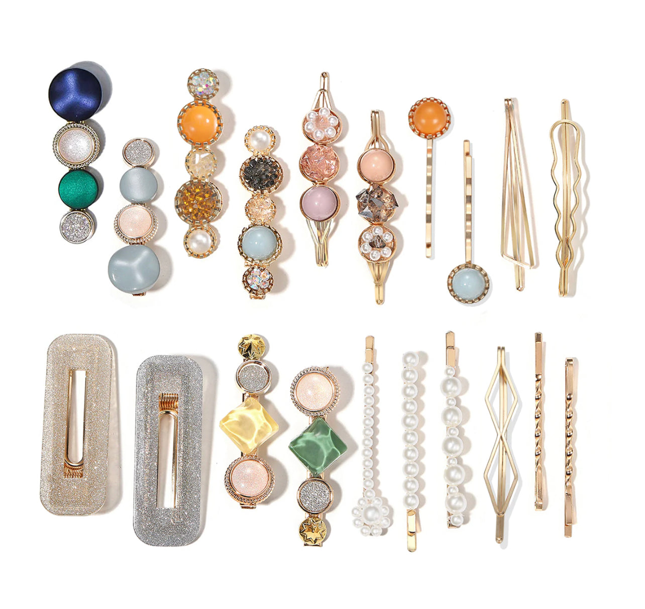 Celestine Metal and Pearls Hair Clip (Set of 12)