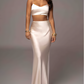 Champagne Verina Satin Maxi Skirt