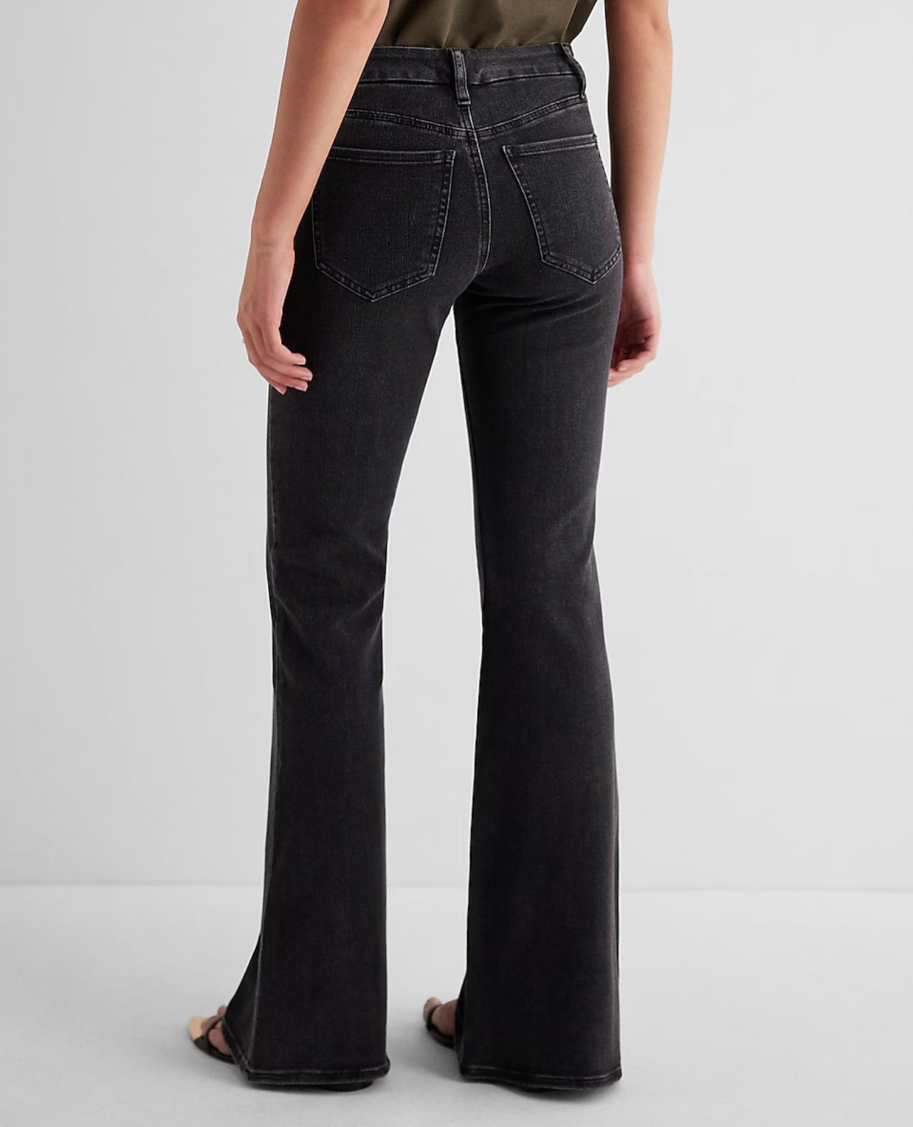 Charcoal Black High Rise Flare Jeans