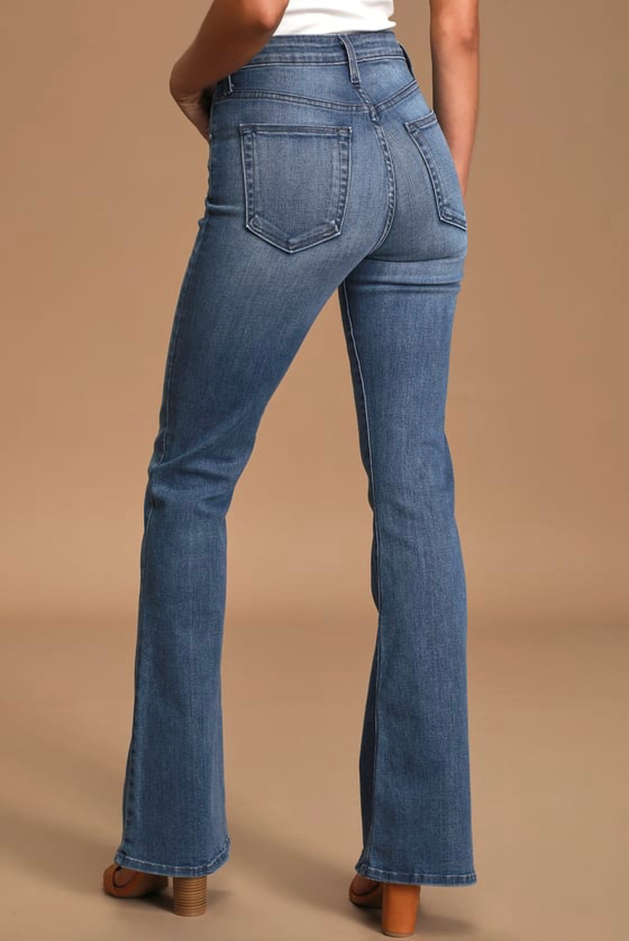 Blue Medium Washed Flared Jeans