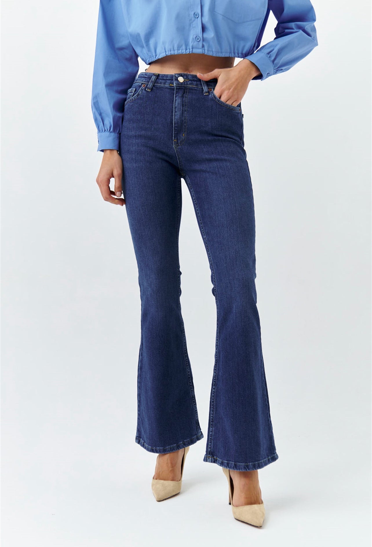 Dark Blue Bootcut Flared Jeans