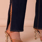 Dark Blue Detailed Straight Slit Jeans