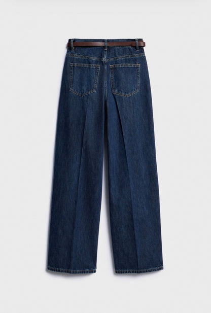 Dark Blue Straight Leg Jeans