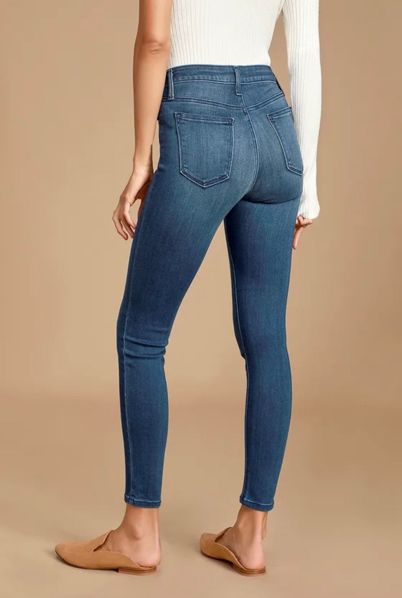 Dark Blue Washed High Rise Jeans