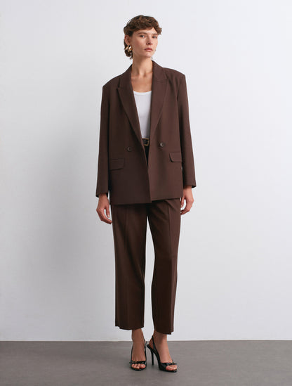 Dark Brown Double Breasted Blazer