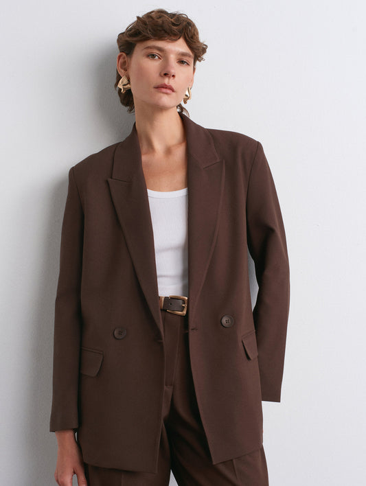 Dark Brown Double Breasted Blazer