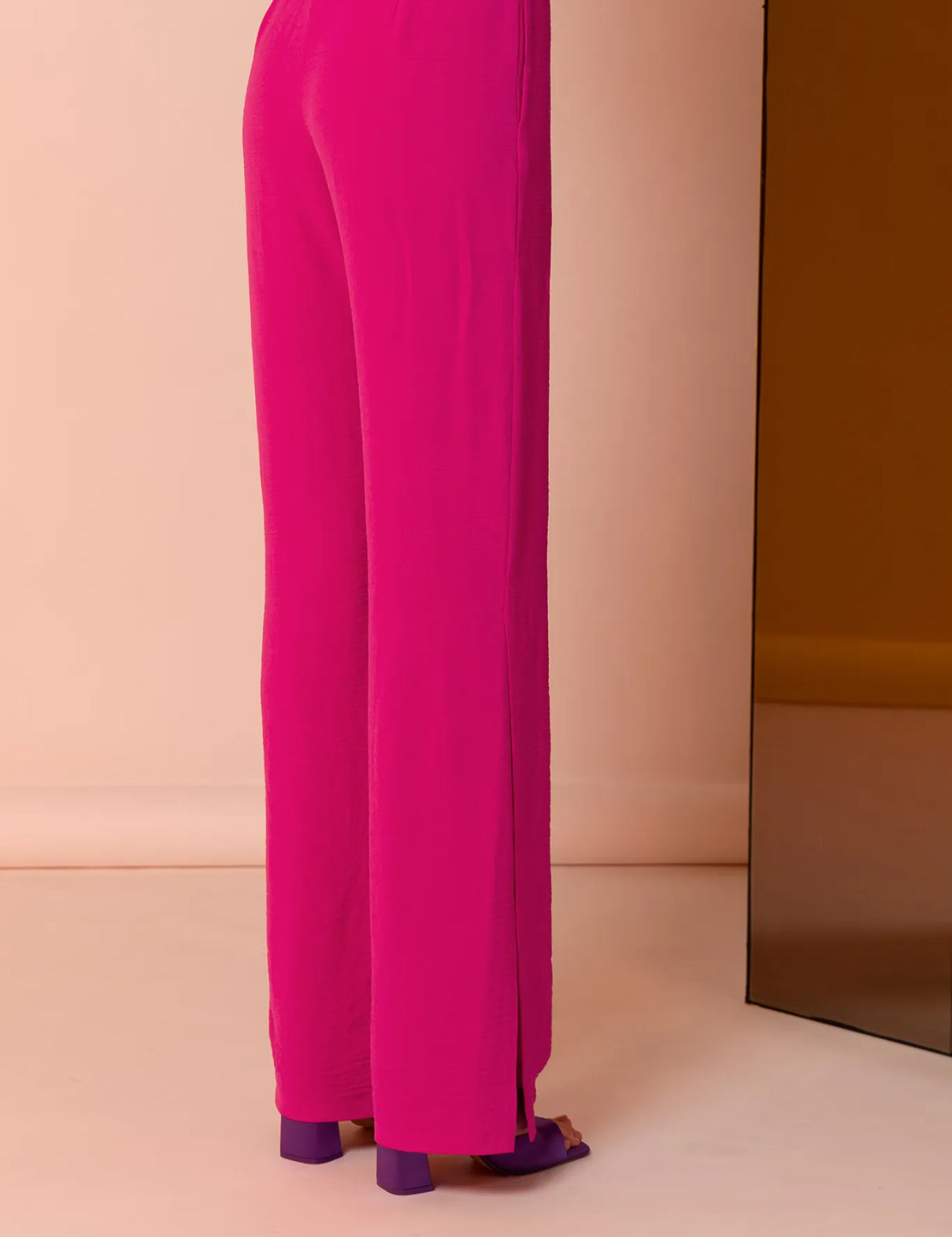 Fuchsia Pink Straight Slit Trouser