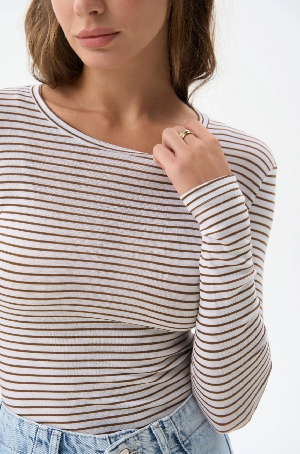 Grey Striped Long Sleeve Tshirt