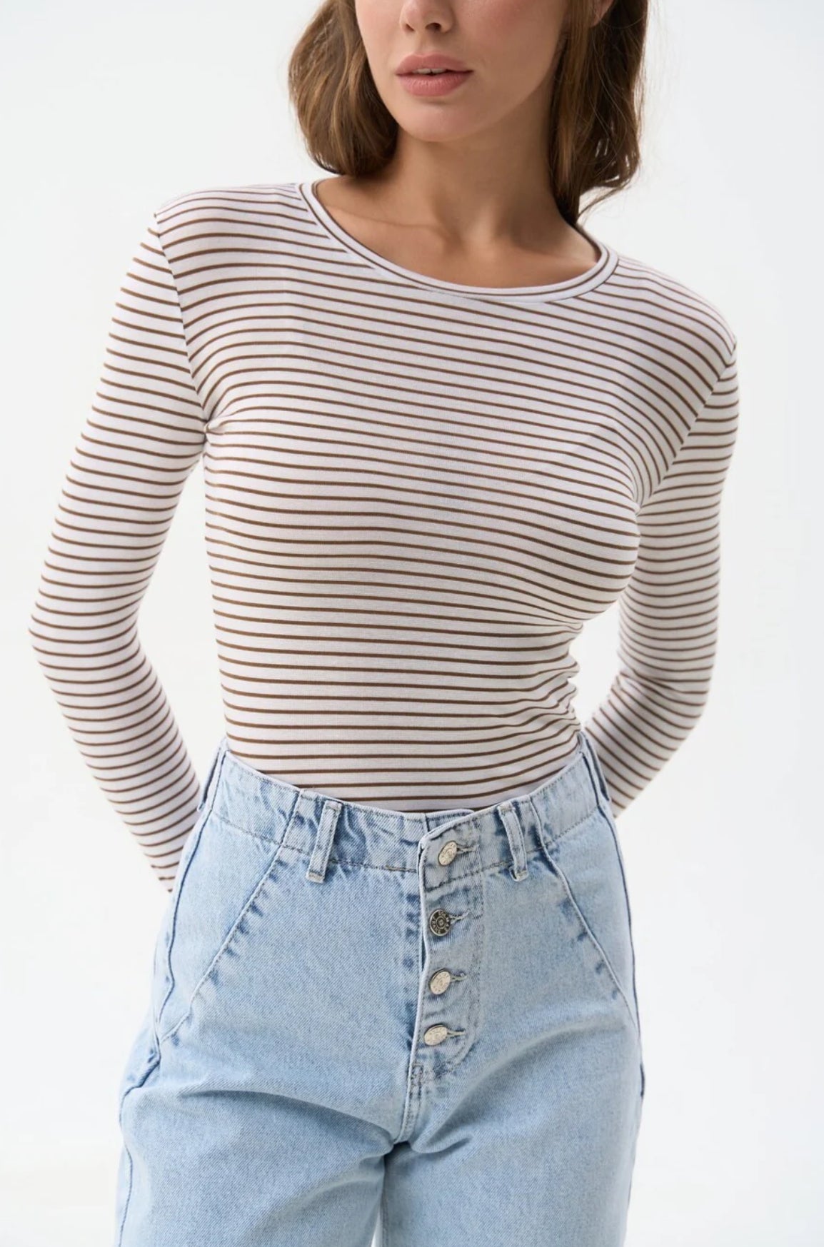 Grey Striped Long Sleeve Tshirt