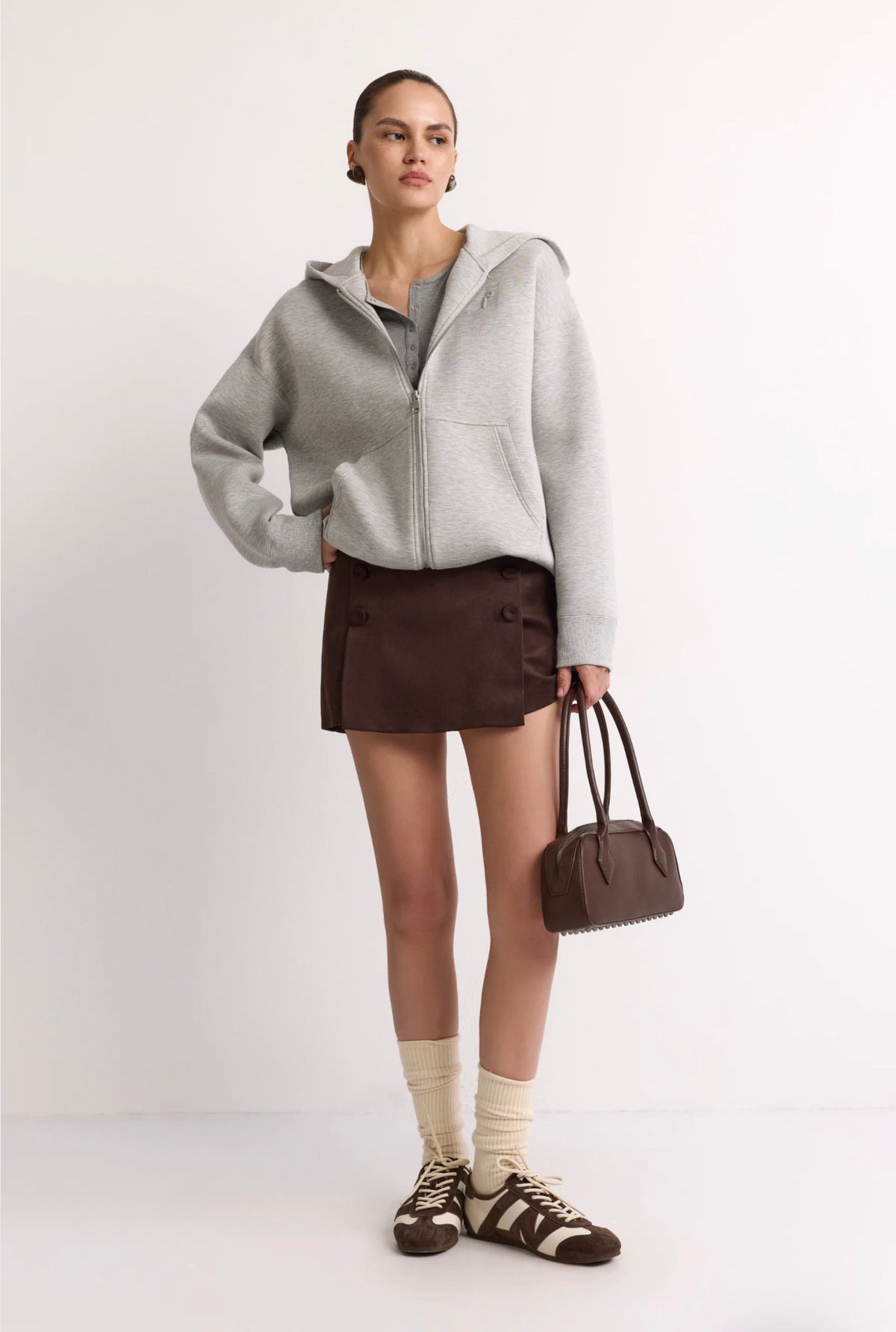 Grey Zip-up Hoodie Sweatshirt