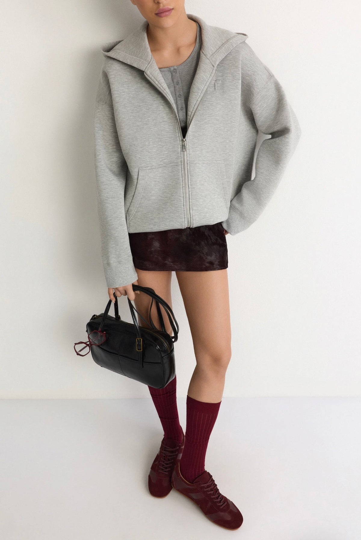 Grey Zip-up Hoodie Sweatshirt