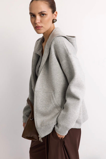 Grey Zip-up Hoodie Sweatshirt