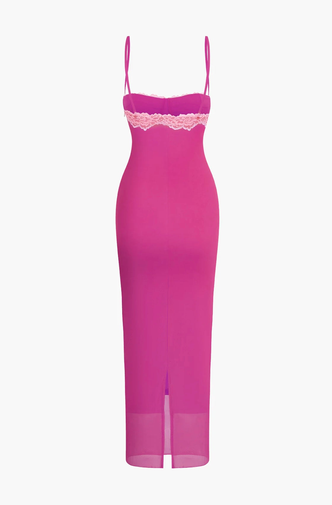 Hot Pink Lace Detailed Cami Midi Dress