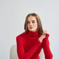 Hot Red Fitted Polo Neck Sweater