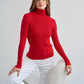 Hot Red Fitted Polo Neck Sweater