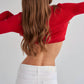 Hot Red Fitted Polo Neck Sweater