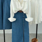 Jane White Satin Shirt & Denim Skirt Set