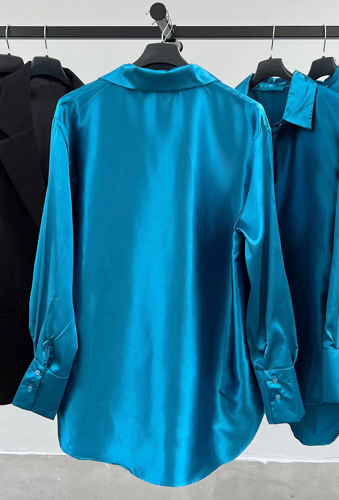 Azure Blue Satin Shirt & Trouser Set