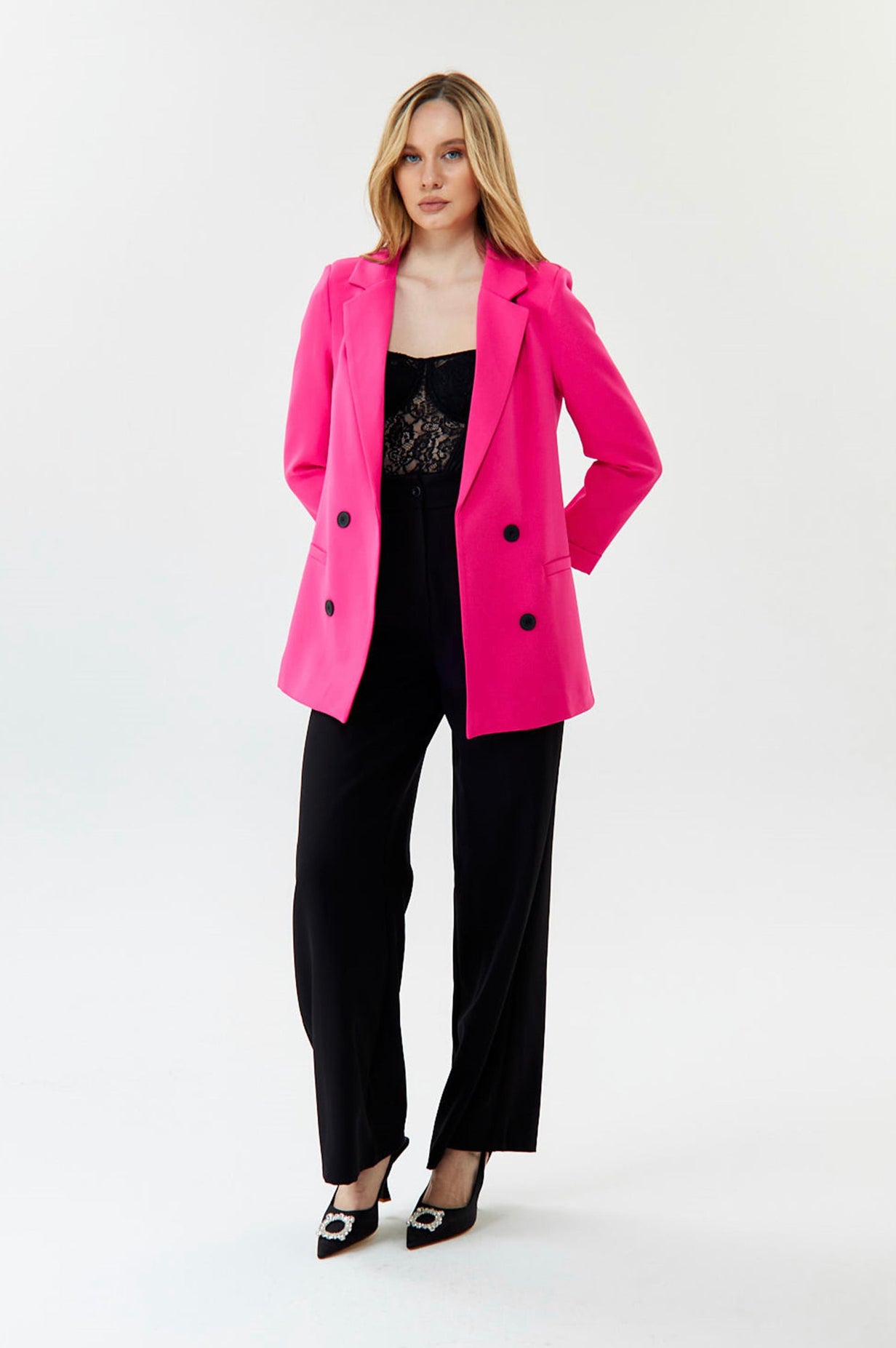 Elsa Bright Pink Oversized Blazer