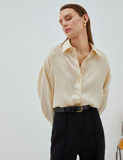 Marshmallow Beige Silk Shirt