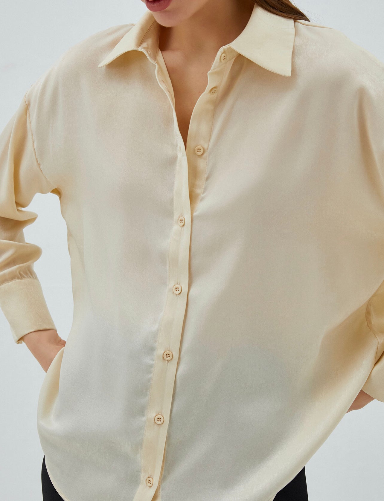 Marshmallow Beige Silk Shirt