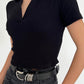 Camila Black Polo Crop Top