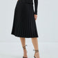 Stella Black Pleated Midi Skirt