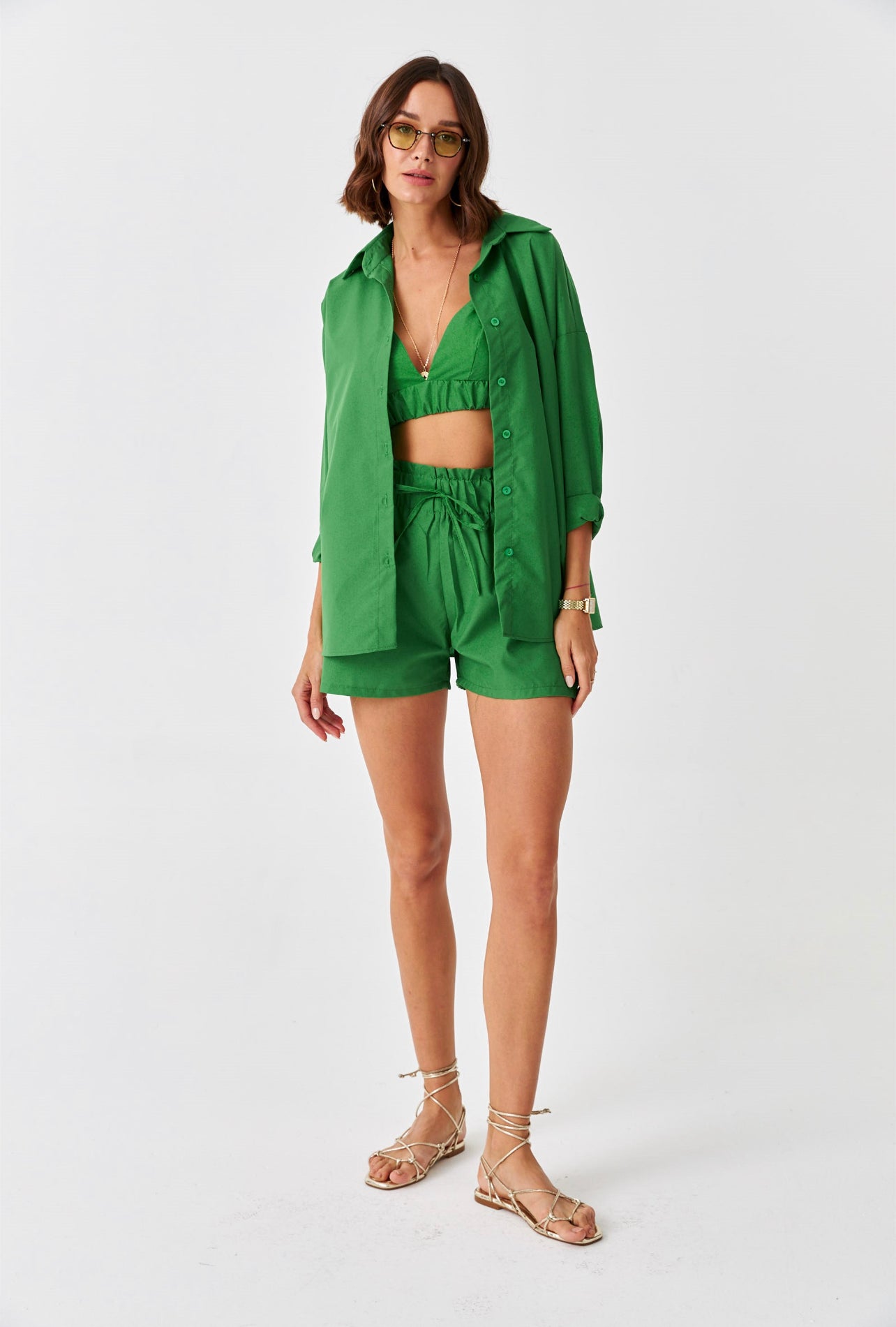 Jade Poplin Shirt & Short Set