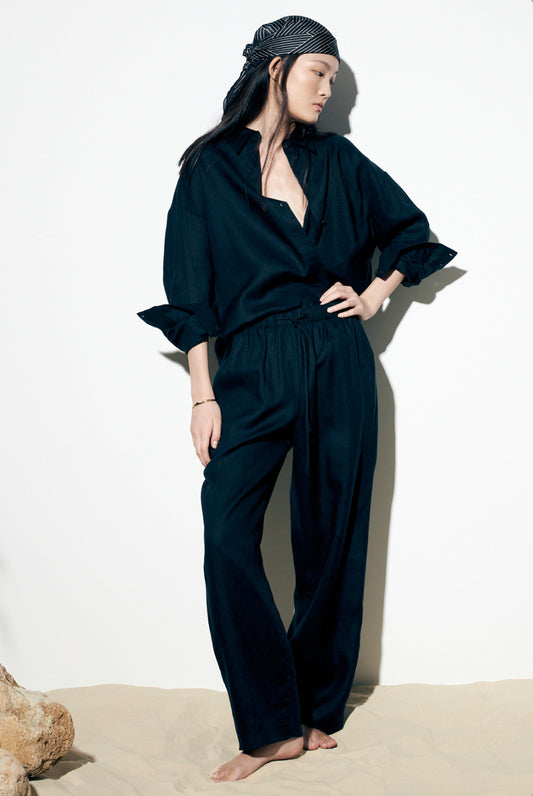 Sylvie Black Shirt & Trouser Set