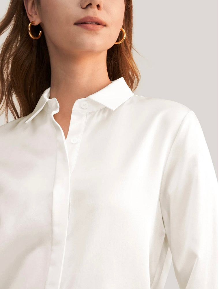 Ivory White Concealed Shirt