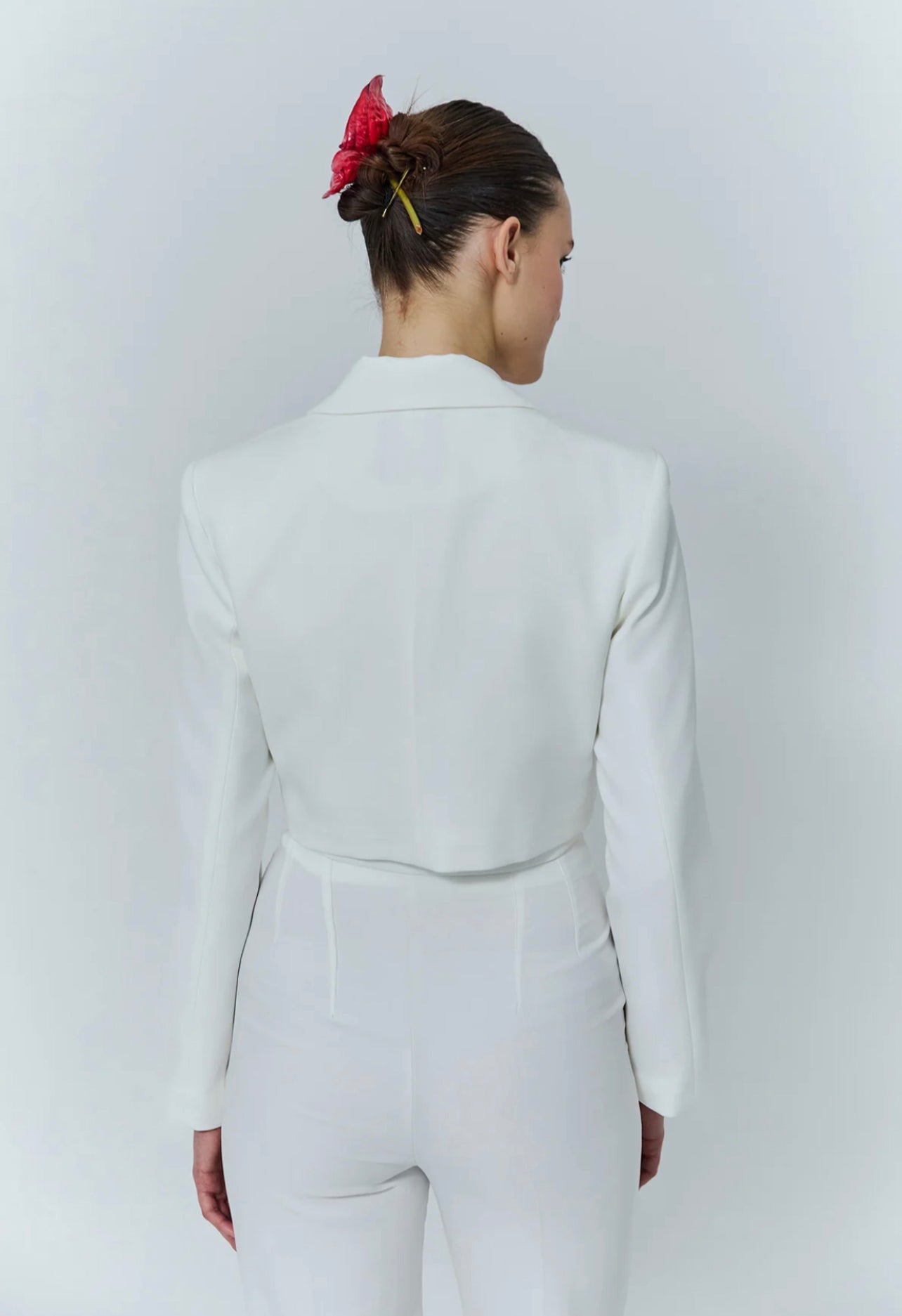 Ivory Double Breasted Cropped Blazer