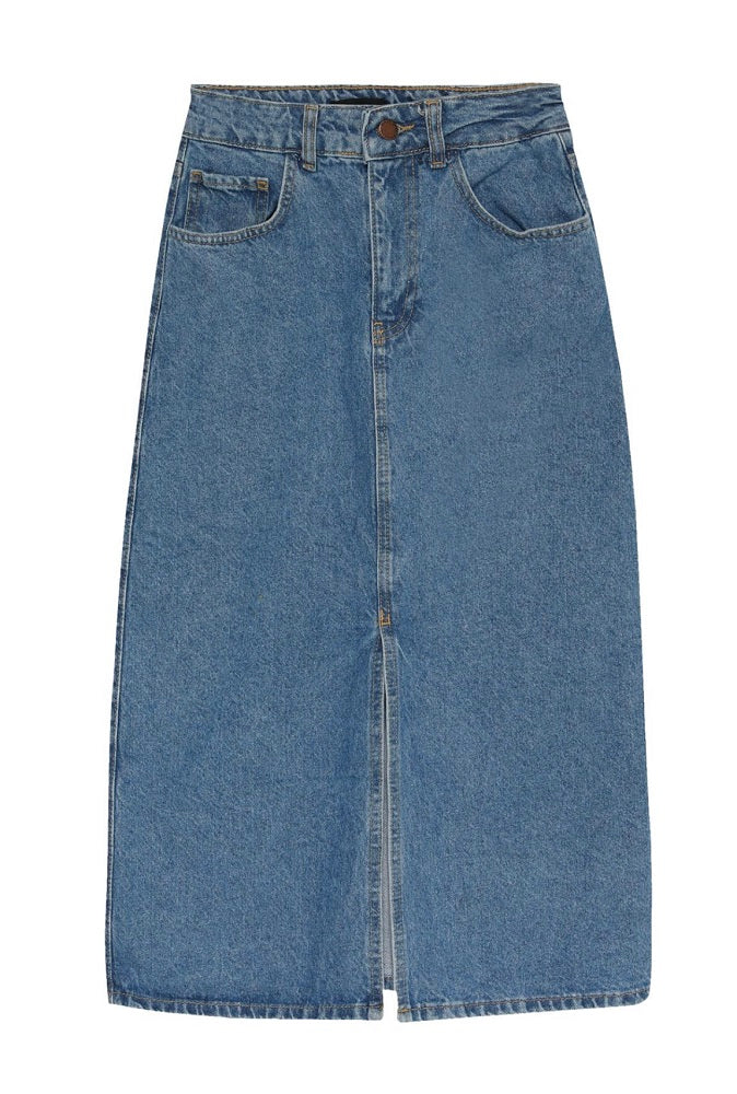 Jenive Blue Split Denim Skirt