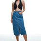 Jenive Blue Split Denim Skirt