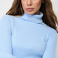 Light Blue Fitted Polo Neck Sweater