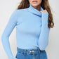 Light Blue Fitted Polo Neck Sweater