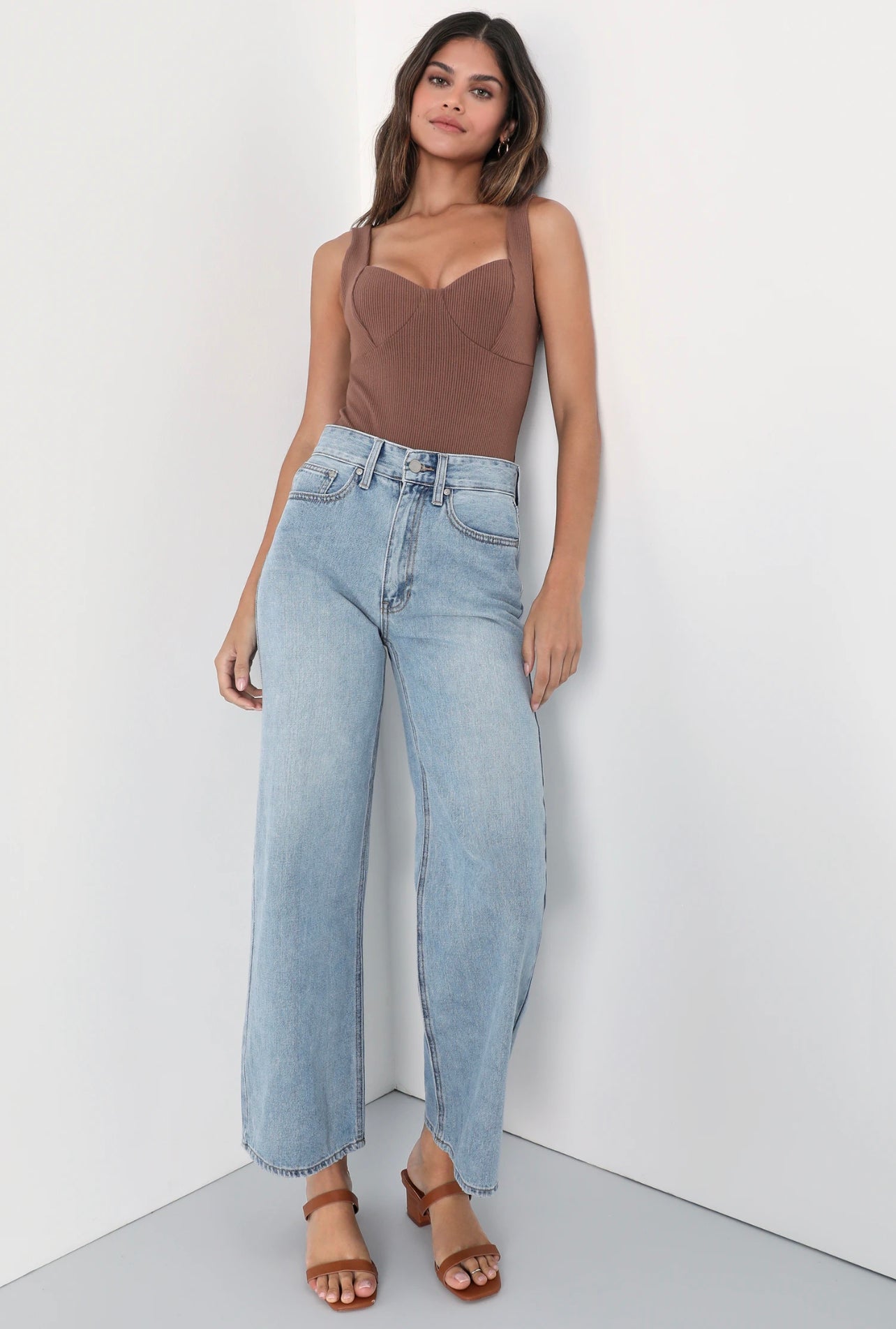 Light Blue High Rise Wide-Leg Jeans