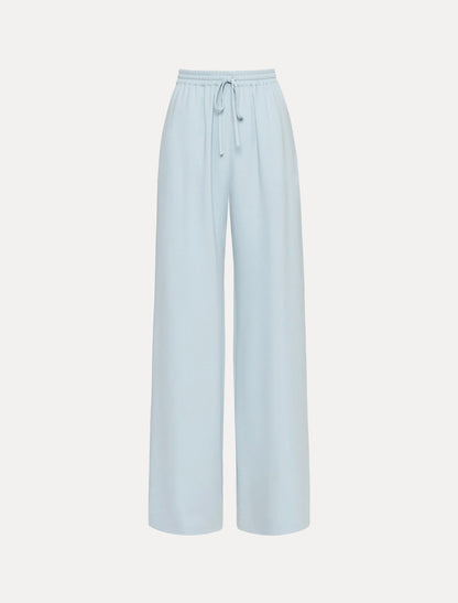 Light Blue Linen Straight-Leg Trousers