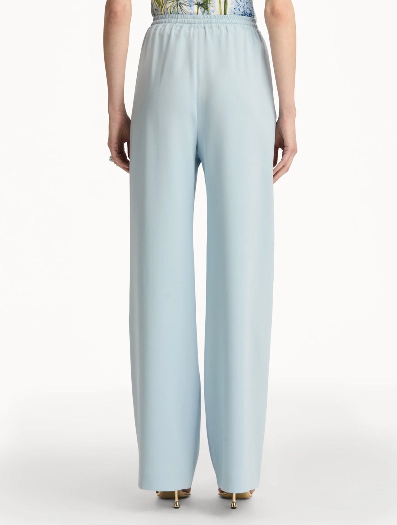 Light Blue Linen Straight-Leg Trousers