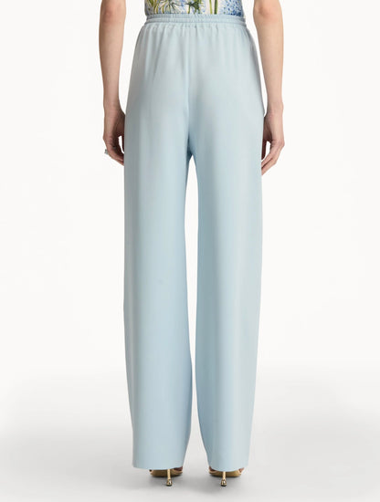 Light Blue Linen Straight-Leg Trousers