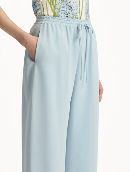 Light Blue Linen Straight-Leg Trousers