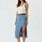 Light Blue Midi Cut-out Slit Skirt